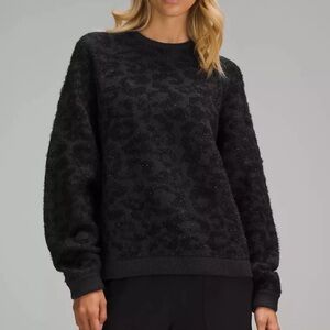Lululemon Wool- Blend Jacquard Sweater, Leopard Graphite Grey Black, size‎ S